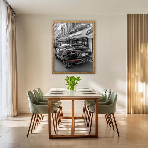 Posterizer 1 pcs-modern chic black car passing by luxury stores 1-Photography Art- Gift for Women, Fashionistas, Designer Fashion Fans-Decor for H...
